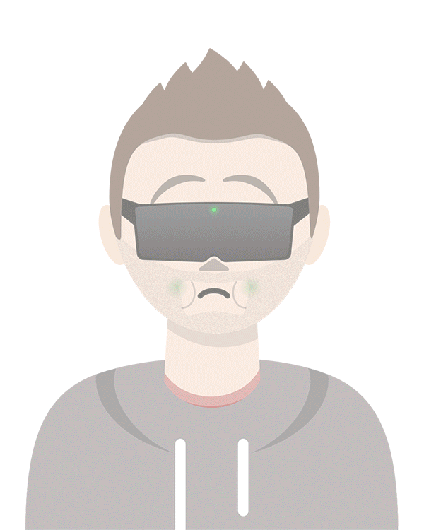 Animation: Eight different characters cycle through showcasing various emotions, outfits, hair styles, and skin colors: An asian woman with long black hair smiles broadly, a pale man with a faux hawk wears VR goggles and looks nauseous, a black woman with braids and glasses has a big smile as she closes her eyes in glee, an older gentleman with a bald head and beard looks very angry, a redheaded woman with medium length hair looks sad, a tanned man with messy hair and glasses looks shocked, a light brown woman with big curly hair and a headband looks slightly worried, and a Middle Eastern man wearing a turban and a long beard is blushing and winking.